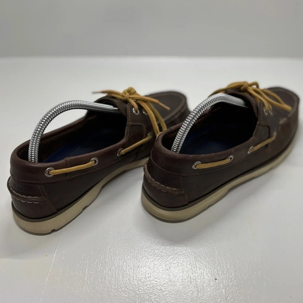 Sperry Men’s Brown Leather Boat Shoes Size 7.5M Classic Moc Toe Deck Shoes
